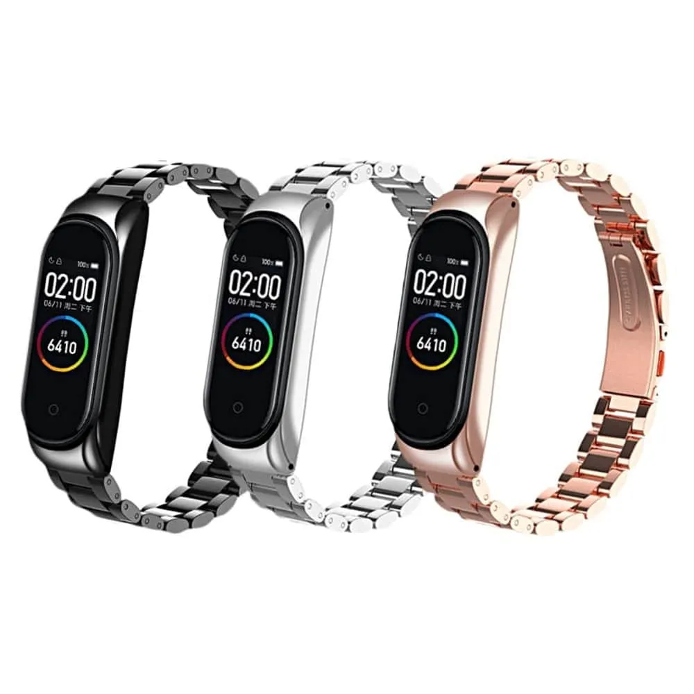 3 Links Stainless Steel Band for Xiao Band 5/6 - Rose Gold