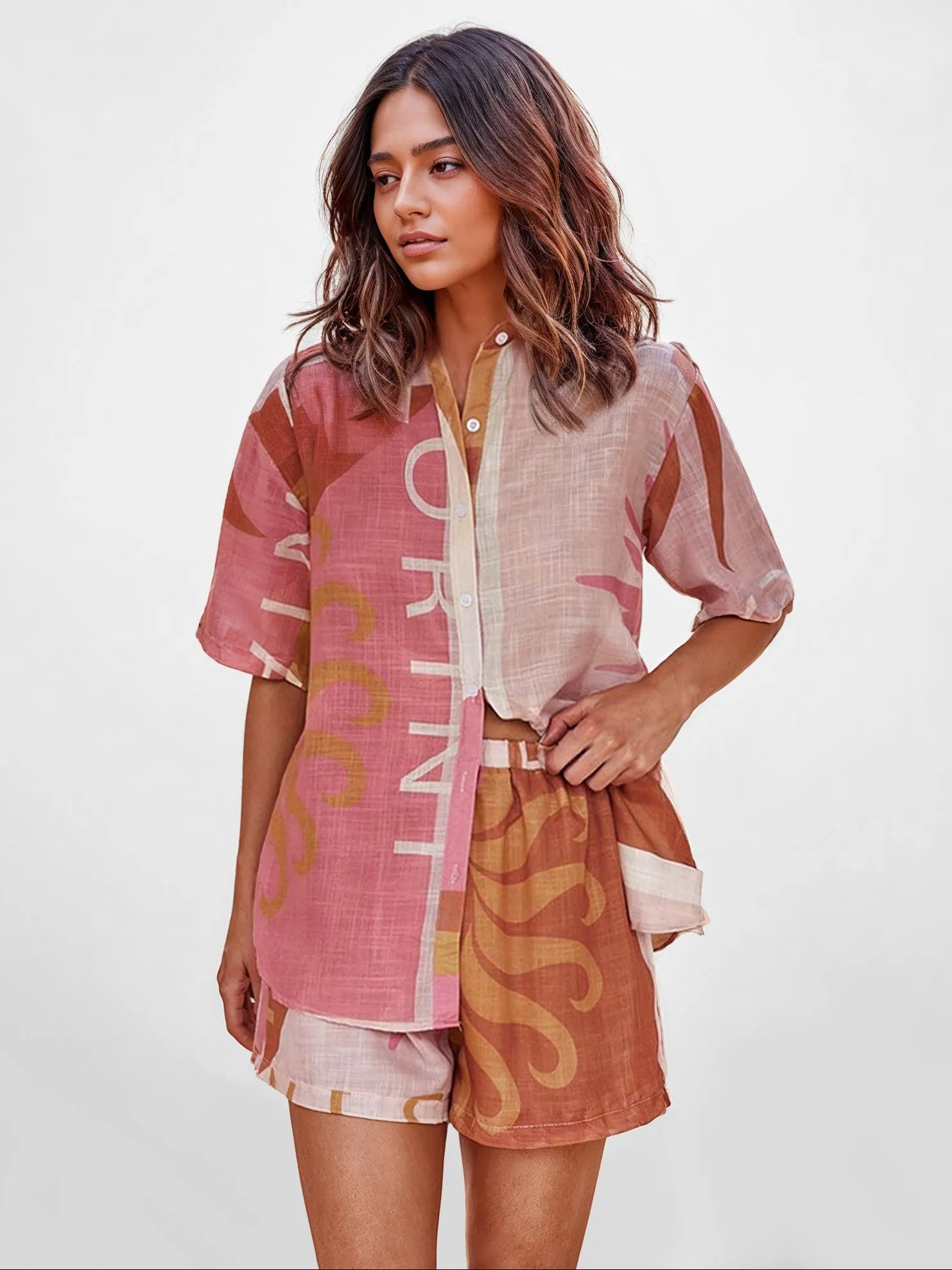 Abstract Print Relaxed Two-Piece Set