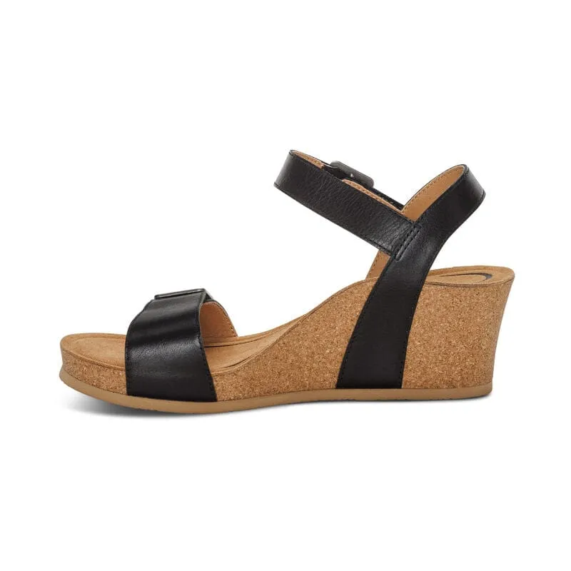 Aetrex Women's Lexa Wedge Sandals  - Black