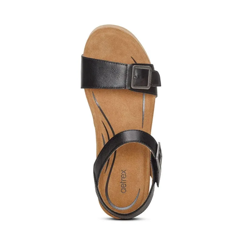 Aetrex Women's Lexa Wedge Sandals  - Black