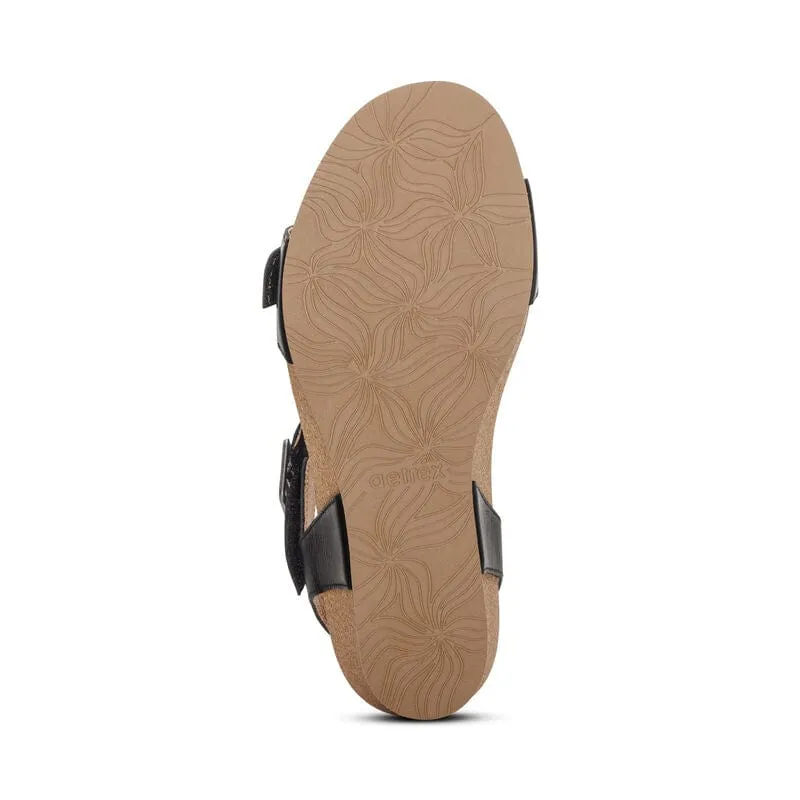 Aetrex Women's Lexa Wedge Sandals  - Black