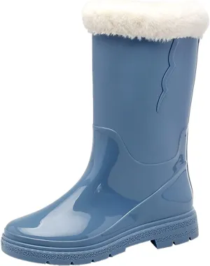 AMDBEL Short Rain Boots for Women Wide Width, Botas de Lluvia para Mujer impermeables, Women Rain Boots Black Waterproof Mid Calf Lightweight Cute Booties Fashion Out Work Comfortable Garden Shoes