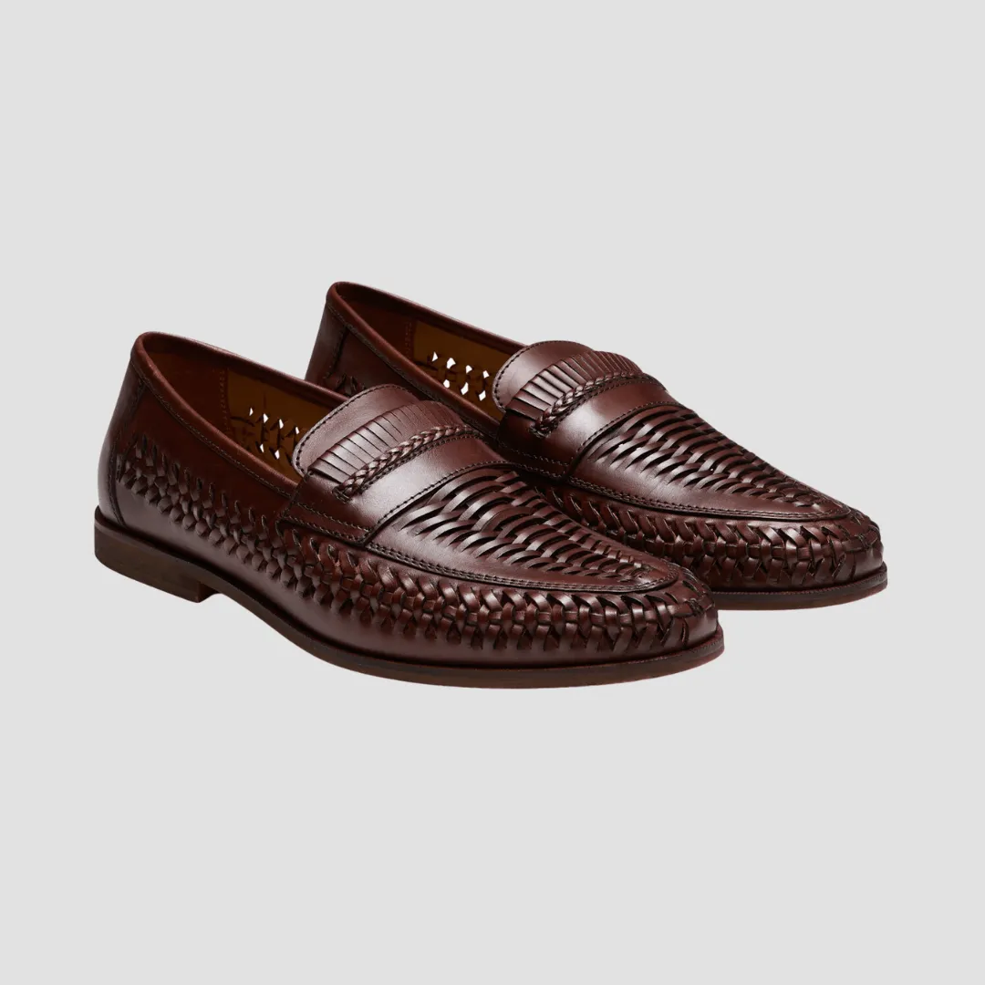 AQ by Aquila Tyson Leather Espadrilles in Brown