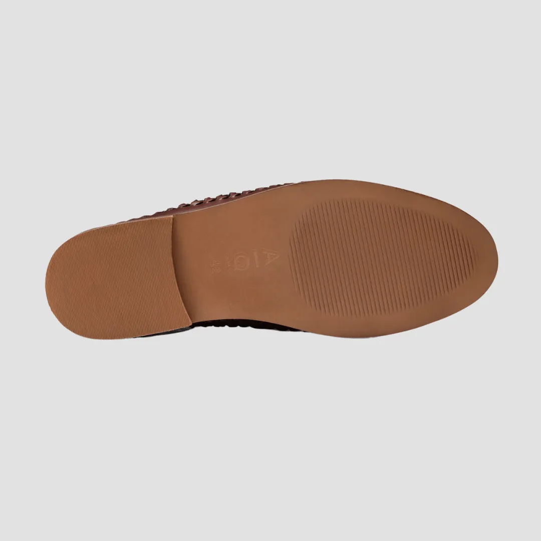 AQ by Aquila Tyson Leather Espadrilles in Brown