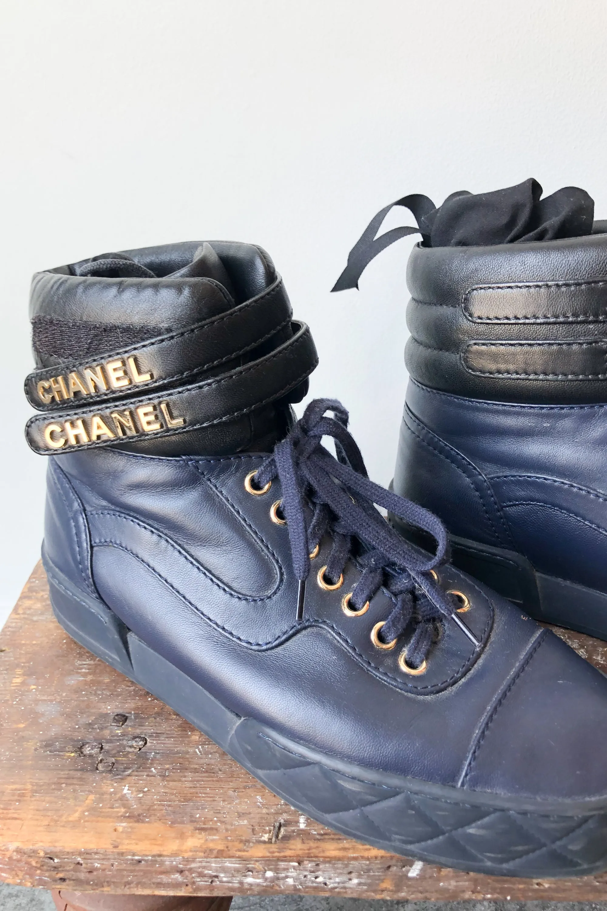 Authentic Chanel Navy High Tops