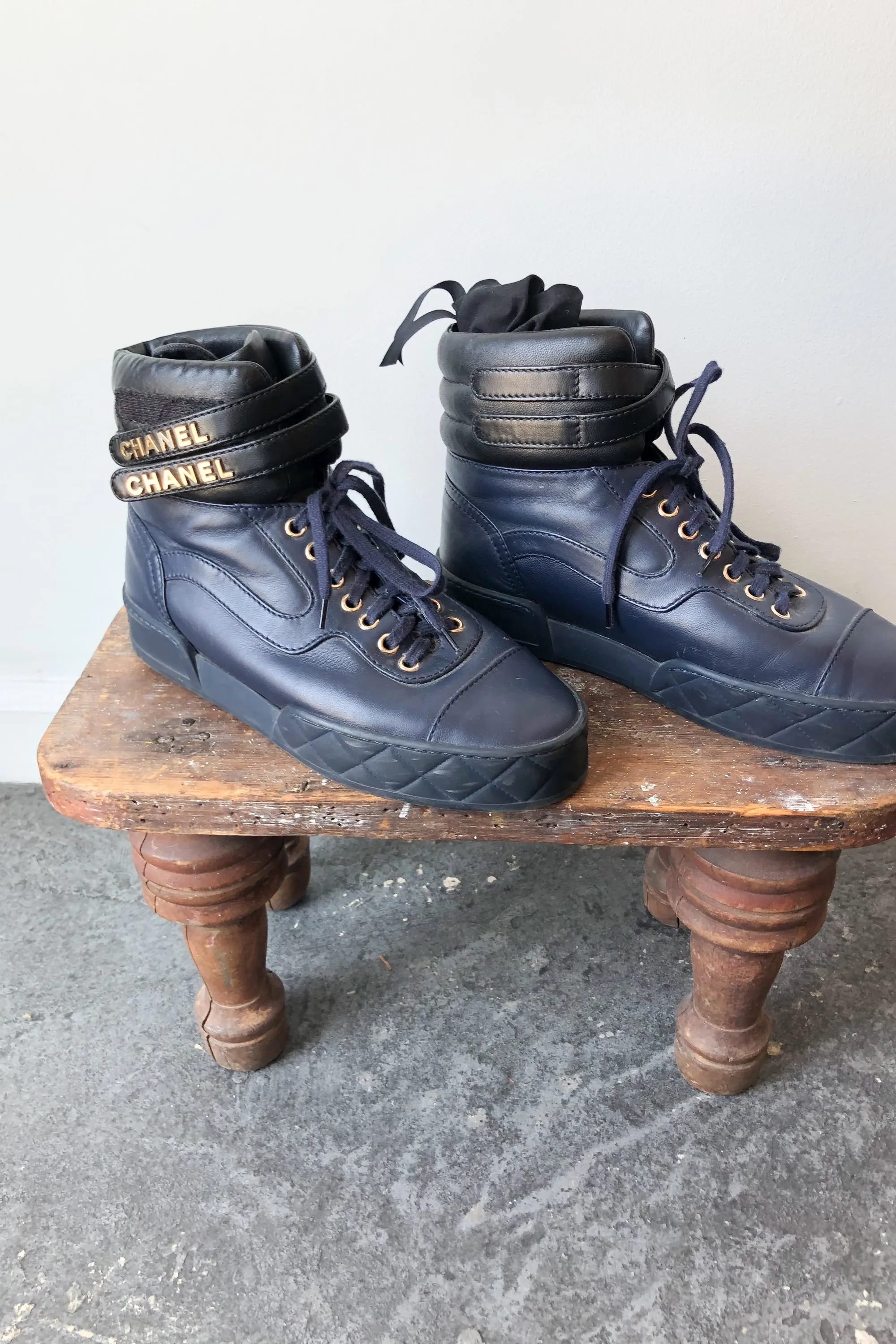 Authentic Chanel Navy High Tops