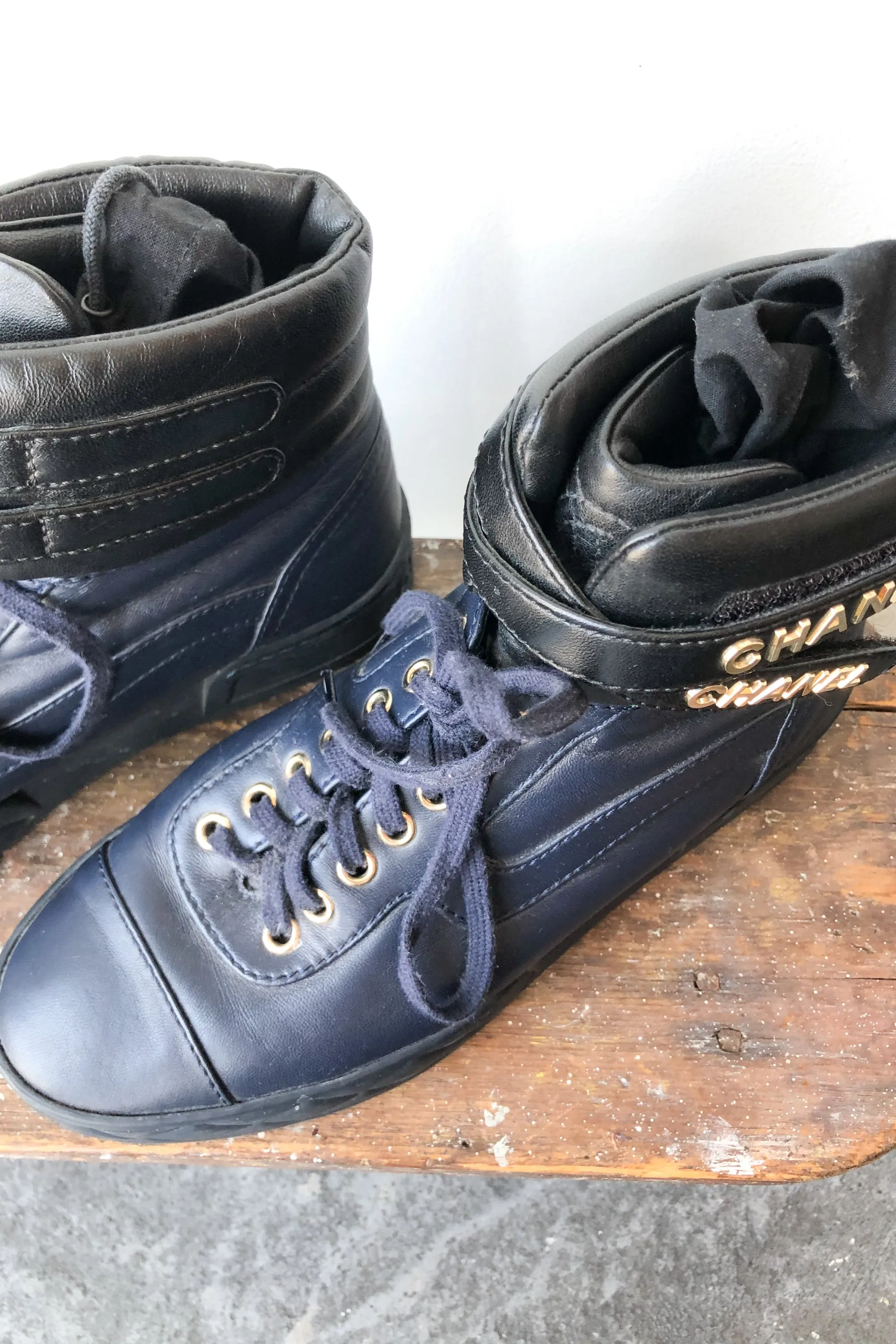 Authentic Chanel Navy High Tops