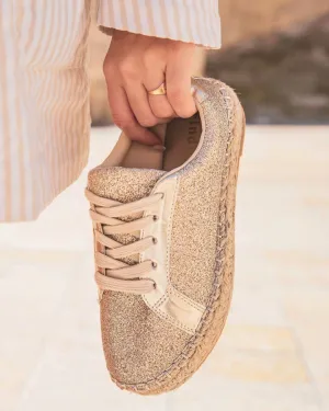 Basket espadrille femme dorée à lacets - Mélodie