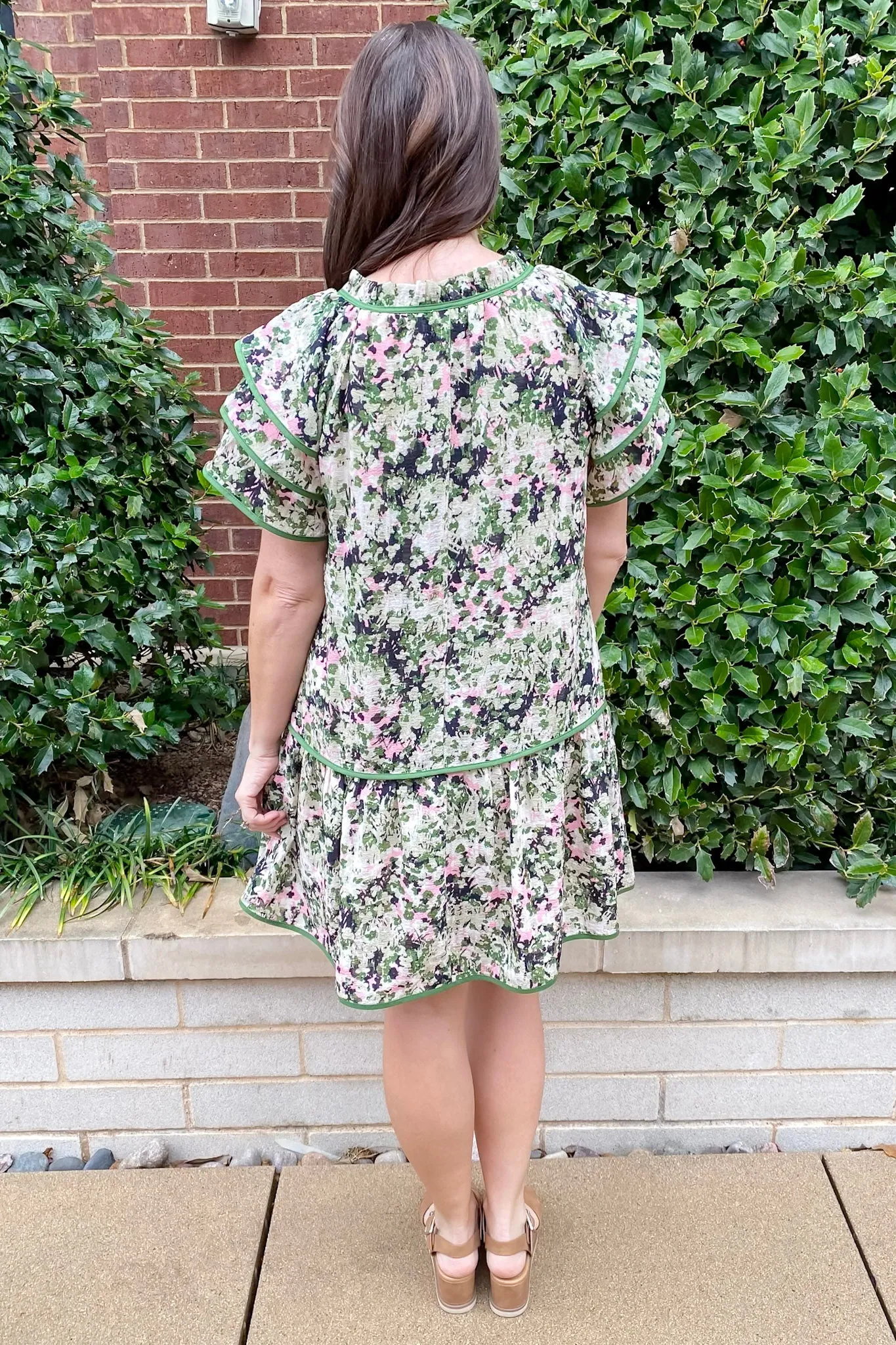 Binded To You Contrast Olive Print Dress