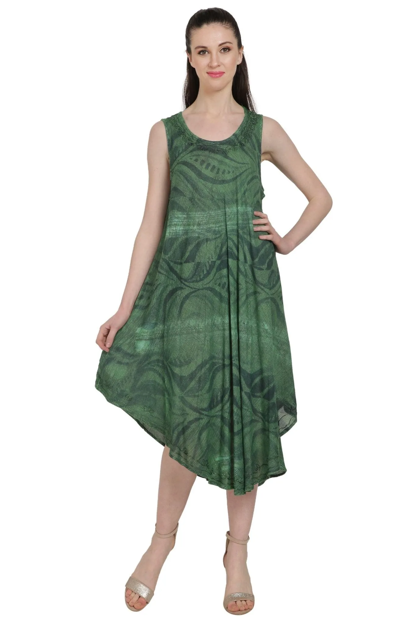 Block Print Tie Dye Umbrella Beach Dress UD48-2301