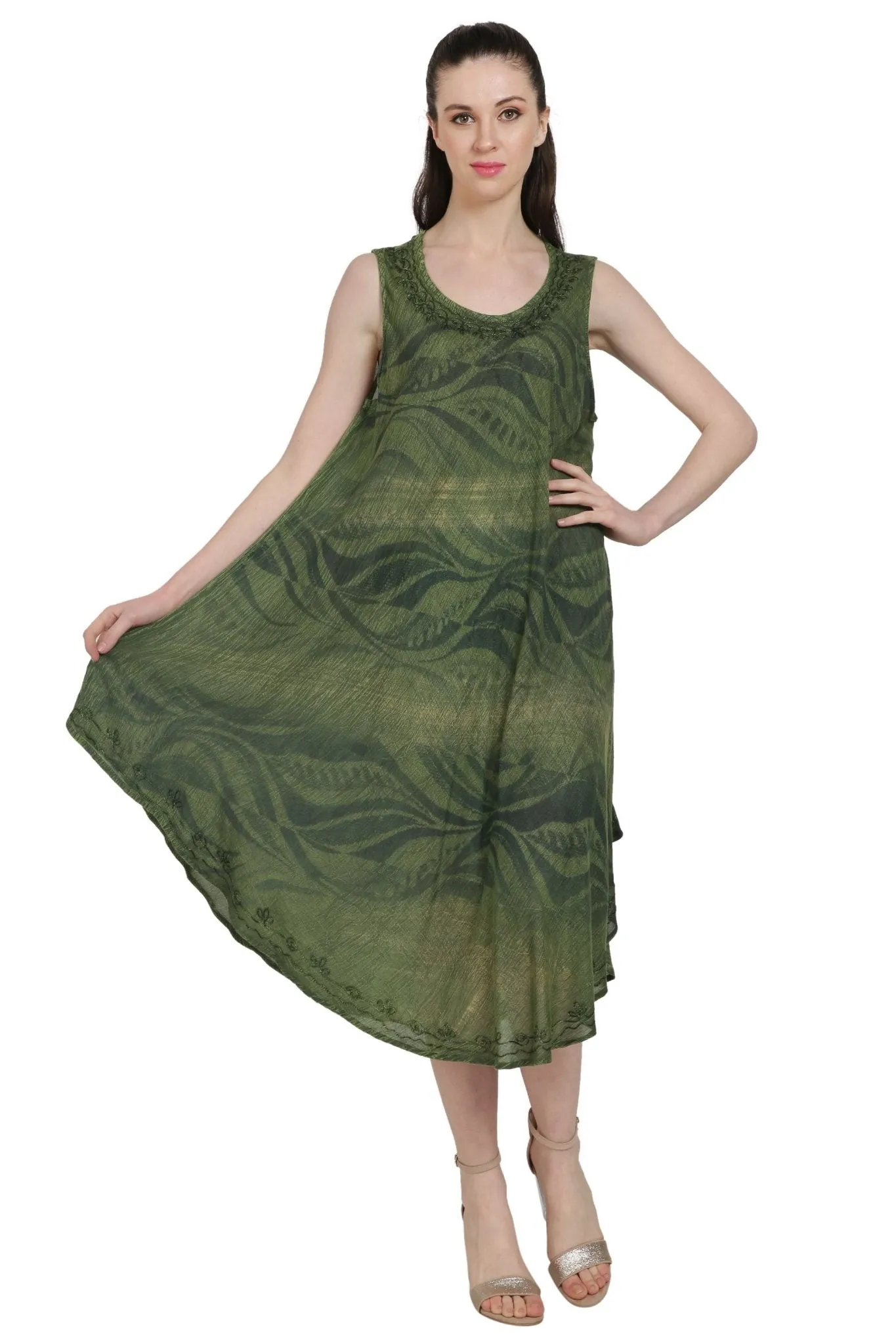 Block Print Tie Dye Umbrella Beach Dress UD48-2301