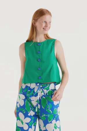 Bold Button Green Top