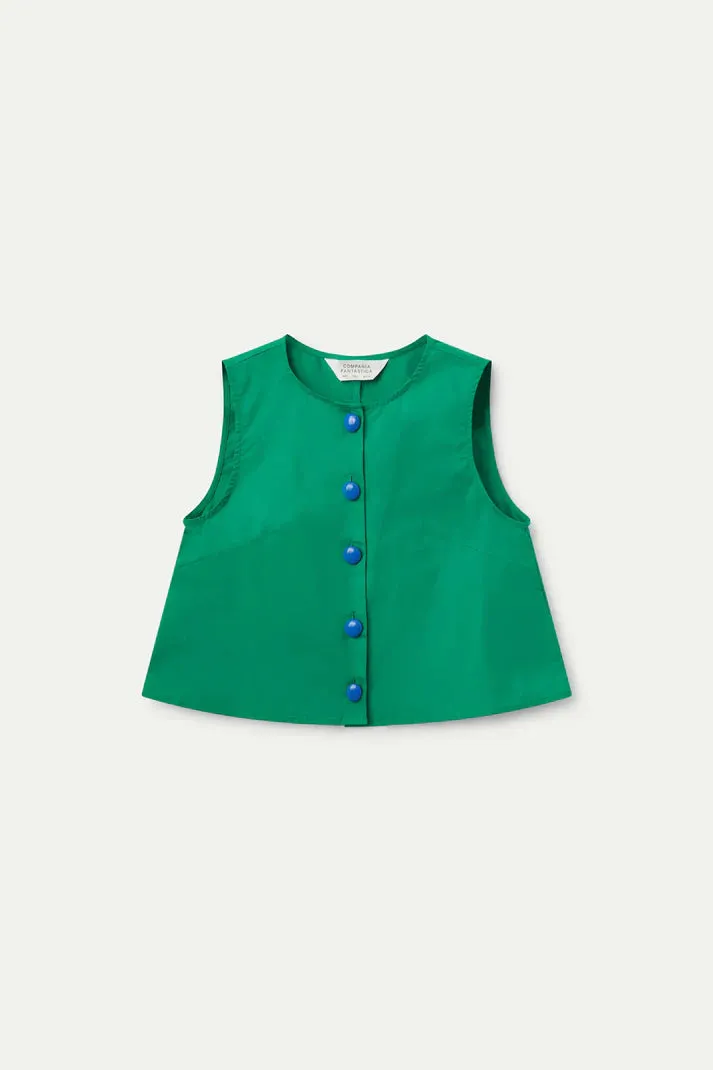 Bold Button Green Top