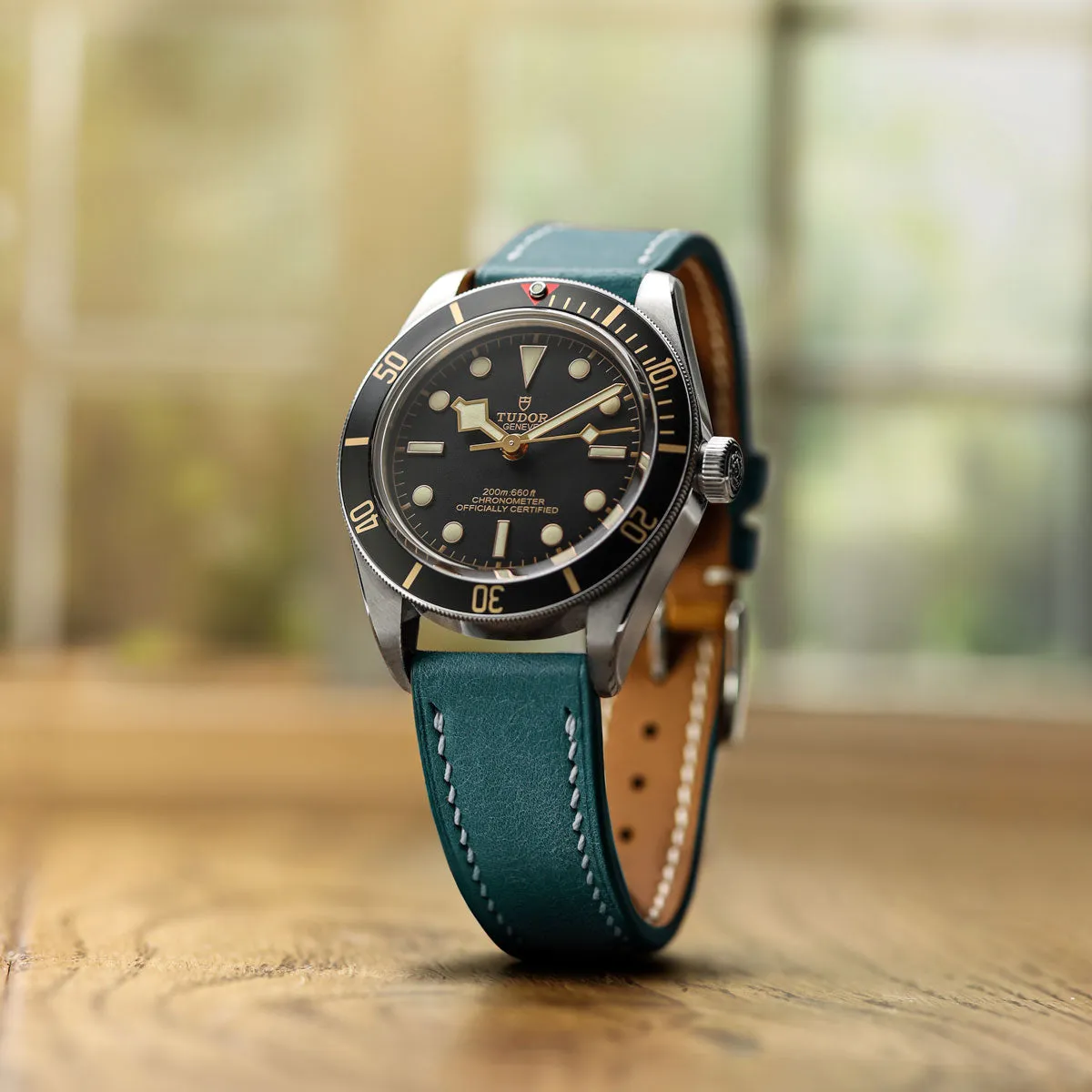 Bourton Hand-Stitched Genuine Italian Leather Watch Strap - Ocean Blue