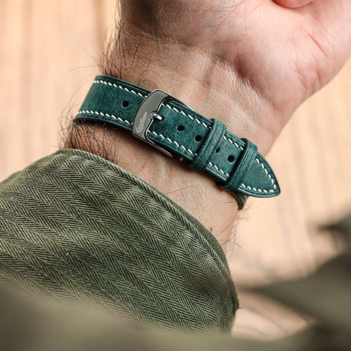 Bourton Hand-Stitched Genuine Italian Leather Watch Strap - Ocean Blue