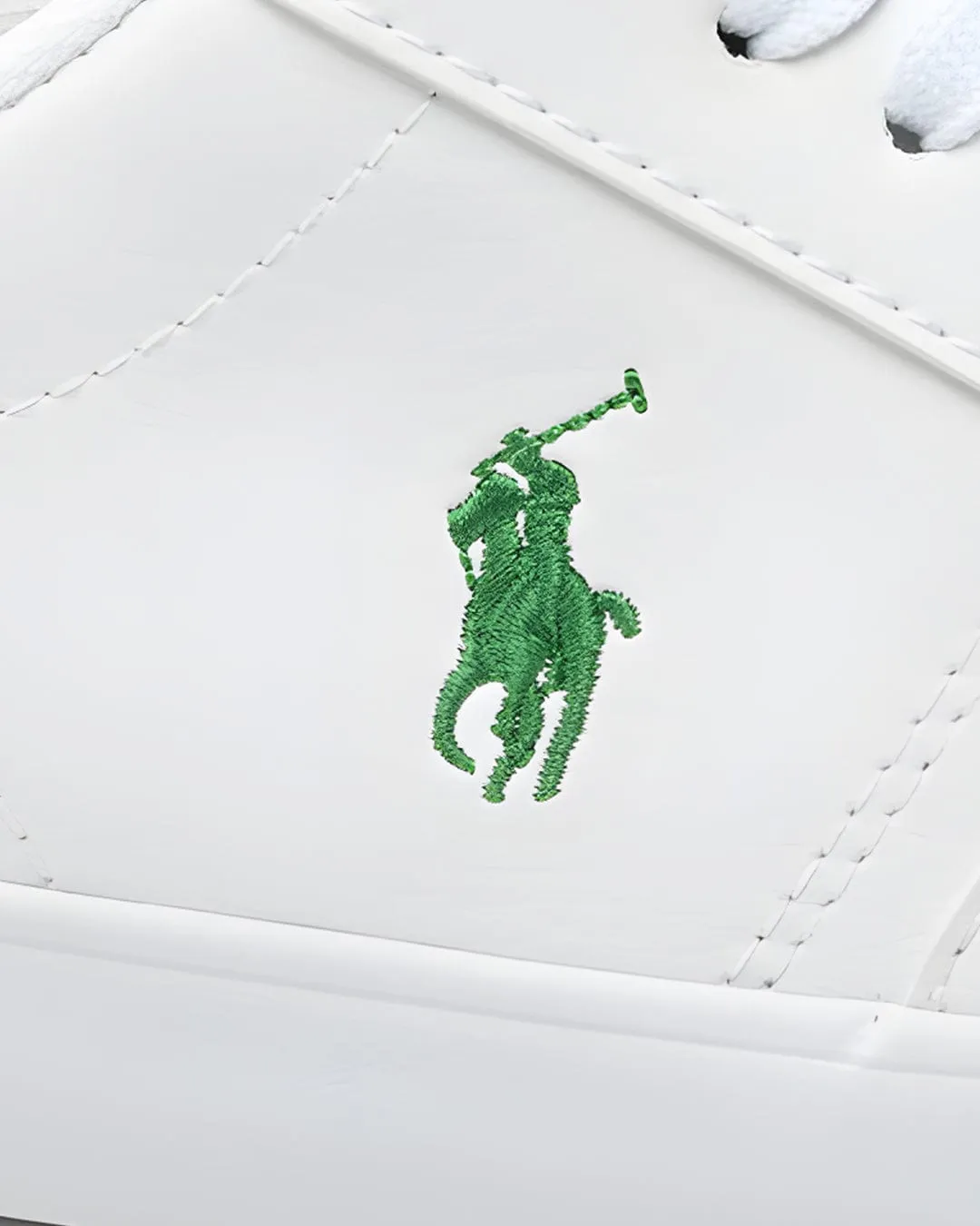 Boys Polo Ralph Lauren White And Green Sneakers