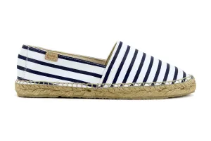 Castell Women's Navy Stripes Leather Espadrilles
