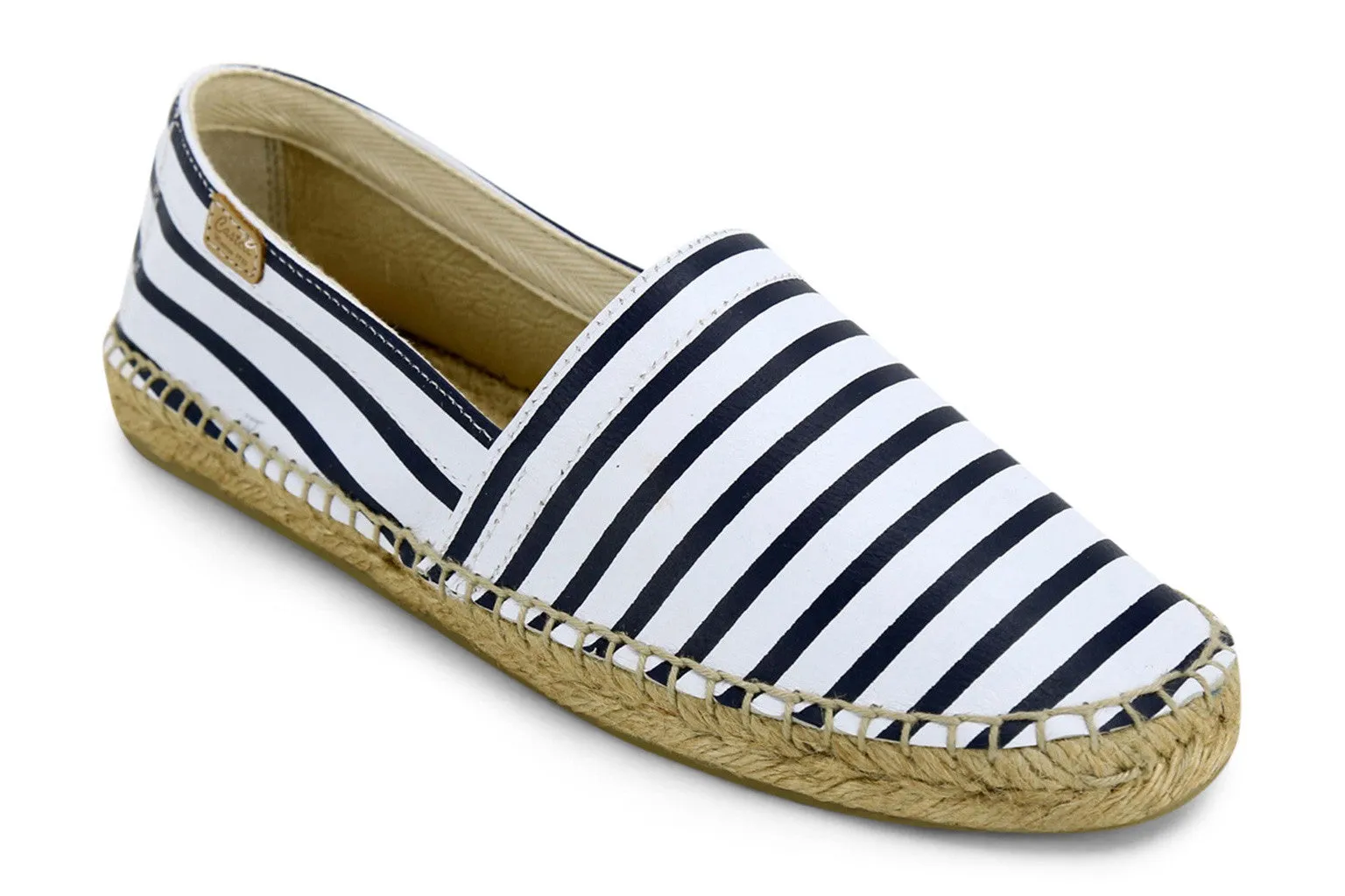 Castell Women's Navy Stripes Leather Espadrilles