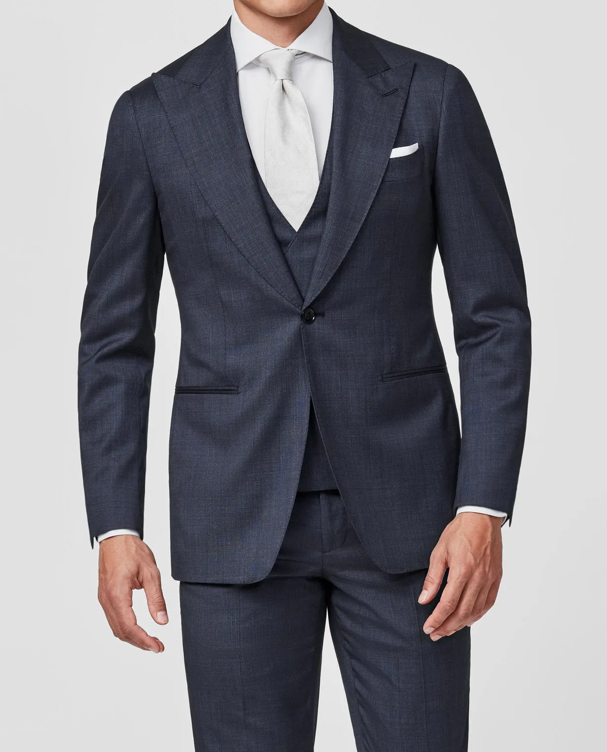 Cerruti Indigo Lightweight Wool & Silk Fancy Weave
