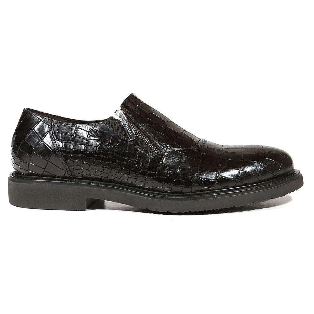 Cesare Paciotti Luxury Italian Men's Designer Shoes Cocco Lux Rete Black Loafers (CPM5000)