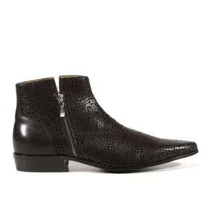 Cesare Paciotti Luxury Italian Men's Designer Shoes Dan Calf Soft Black Cut-out Leather Boots (CPM3142)