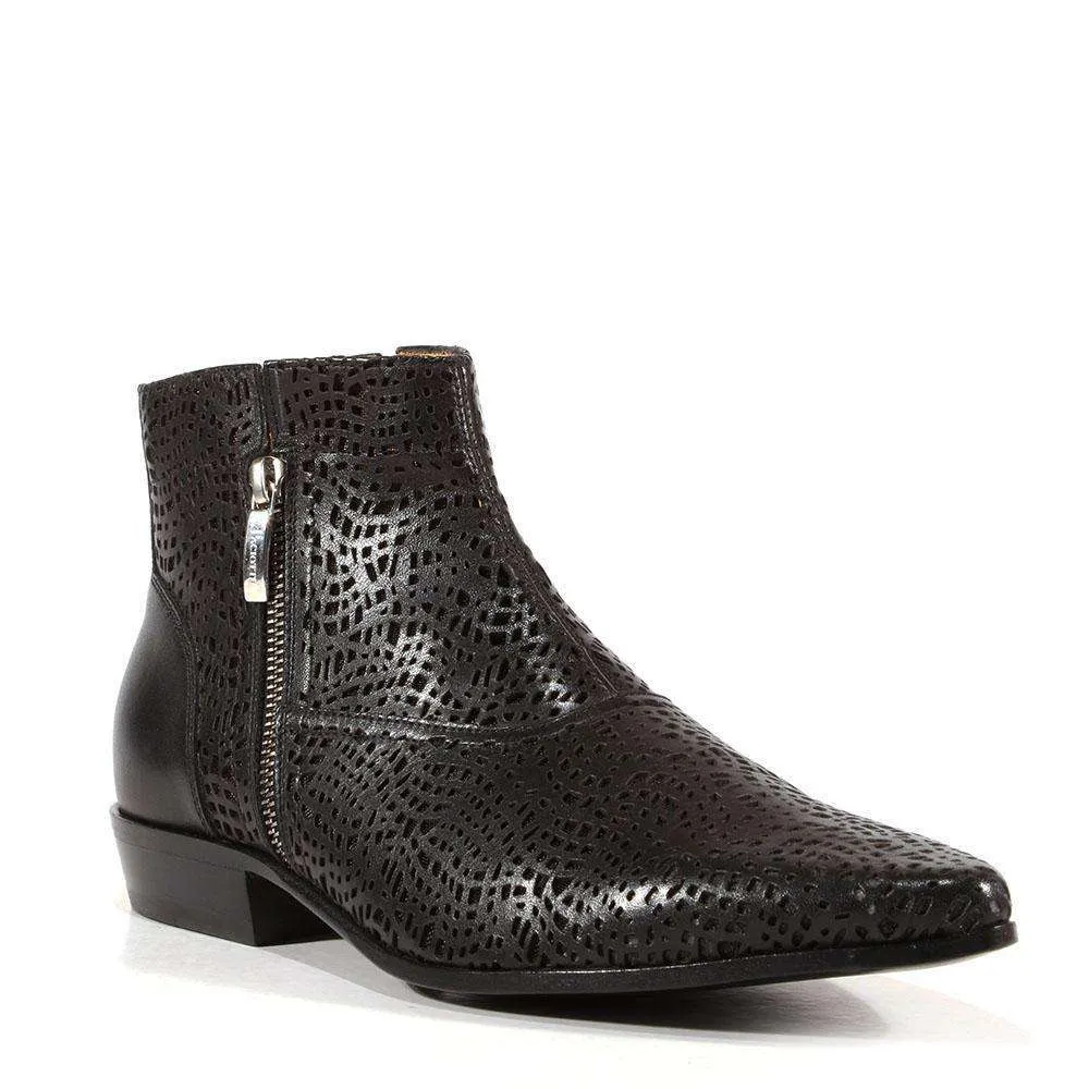 Cesare Paciotti Luxury Italian Men's Designer Shoes Dan Calf Soft Black Cut-out Leather Boots (CPM3142)