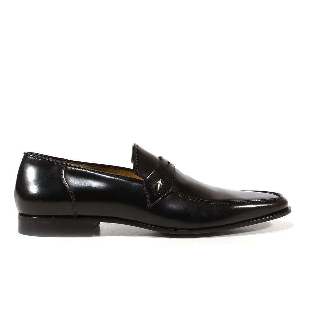 Cesare Paciotti Luxury Italian Men's Designer Shoes Vit Camoscio Black Leather Loafers (CPM3127)