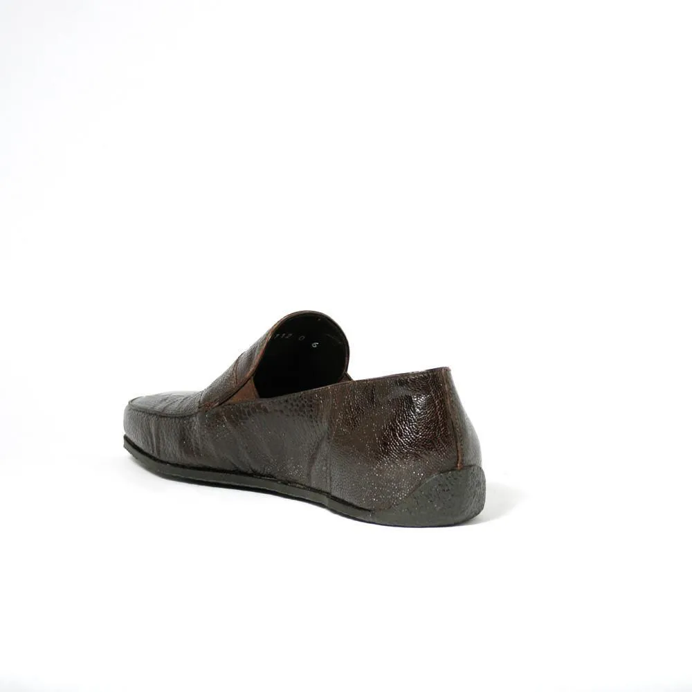 Cesare Paciotti Luxury Italian Struzzo Zamp Fondente Brown Loafers (CPM2327)