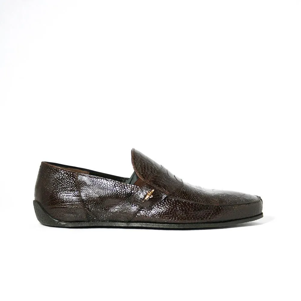 Cesare Paciotti Luxury Italian Struzzo Zamp Fondente Brown Loafers (CPM2327)