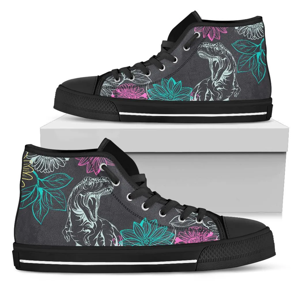 Chalkboard Rex - Women's Dinosaur High Tops