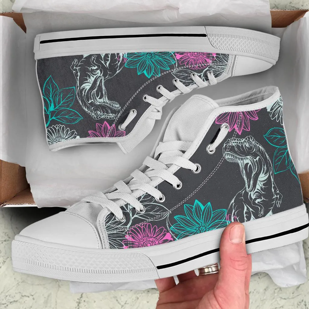 Chalkboard Rex - Women's Dinosaur High Tops