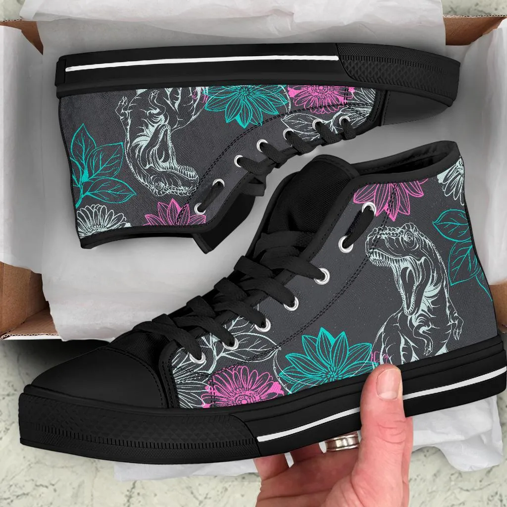 Chalkboard Rex - Women's Dinosaur High Tops