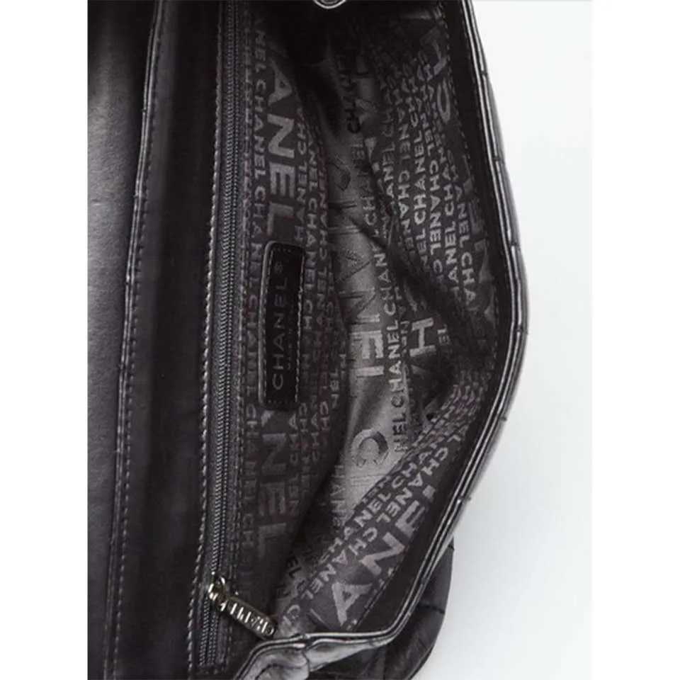 Chanel Cambon Quilted Lambskin Camellia No. 5 Flap Black Patent Leather Shoulder Bag
