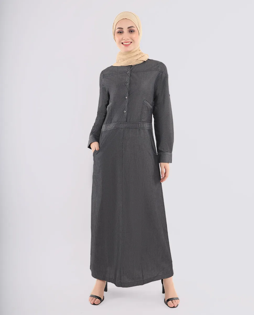 Charcoal Black Denim Jilbab