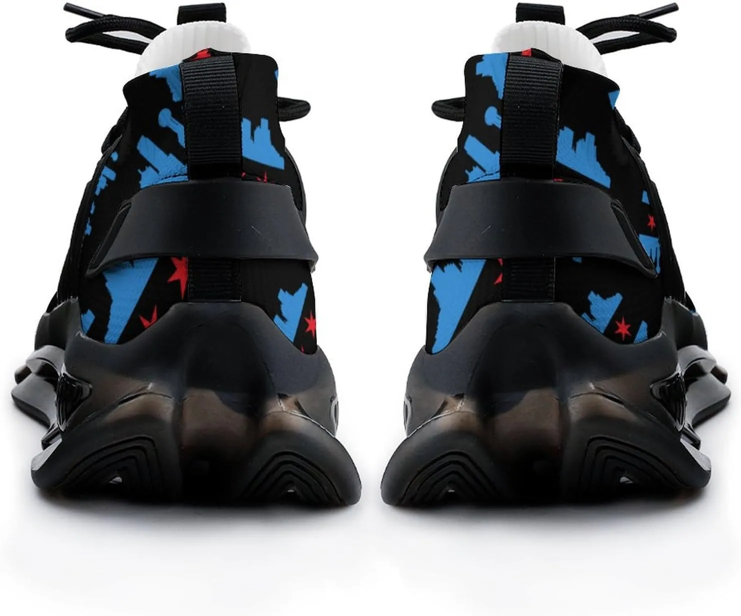 Chicago Flag with Buildings Skyline Running Shoes for Men Low Top Athletic Training Shoe Sports Walking Shoes Non-Slip Gym Sneakers