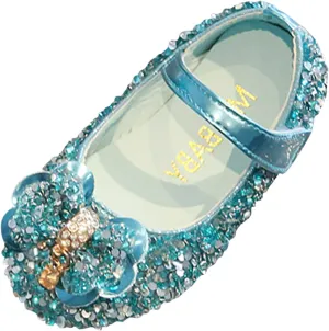 Children Shoes Fashion Band Diamond Flat Bottom Princess Shoes Fashion Bow Princess Shoes Soft Girls Toddlers Shoes (Blue, 2.5-3 Years Toddler)