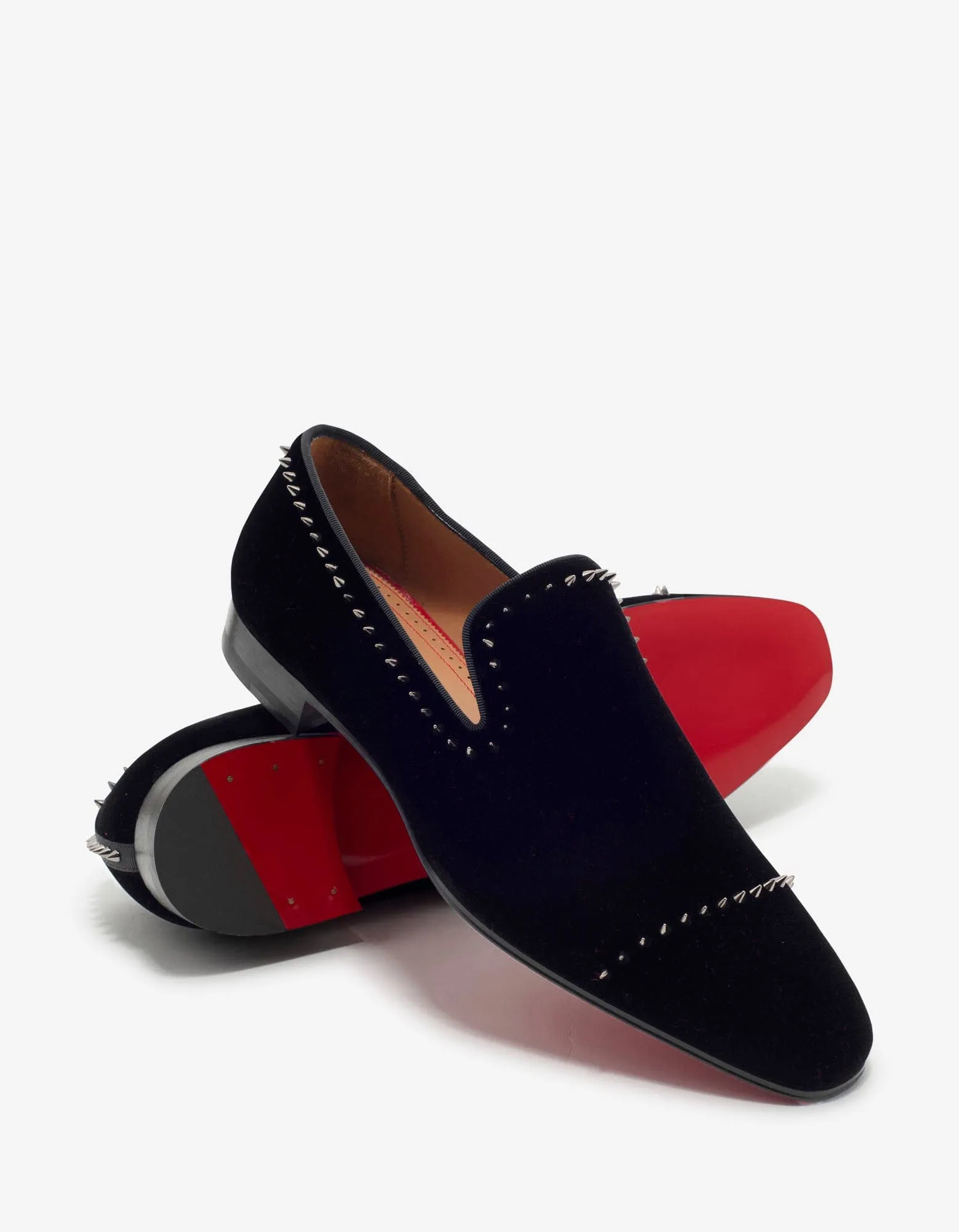 Christian Louboutin Dandeton Black Velvet Stud Loafers