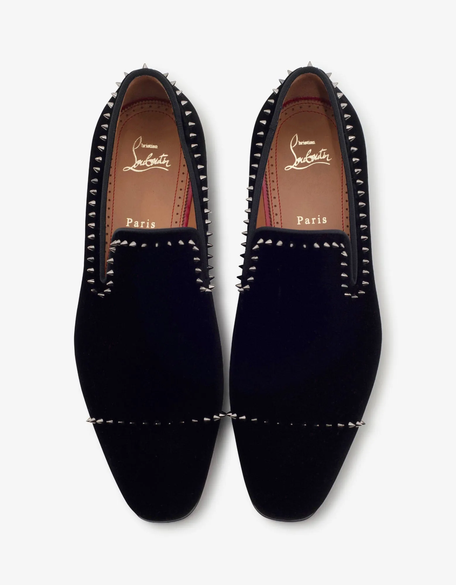 Christian Louboutin Dandeton Black Velvet Stud Loafers
