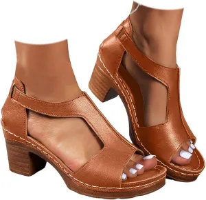Chunky Heel Sandals for Women Platform Wedges Open Toe Wedges Heels Dressy Summer Comfortable Platform Sandals Ankle Strap Low Heels Casual Hollow Out Shoes Work Sandal for Women Office