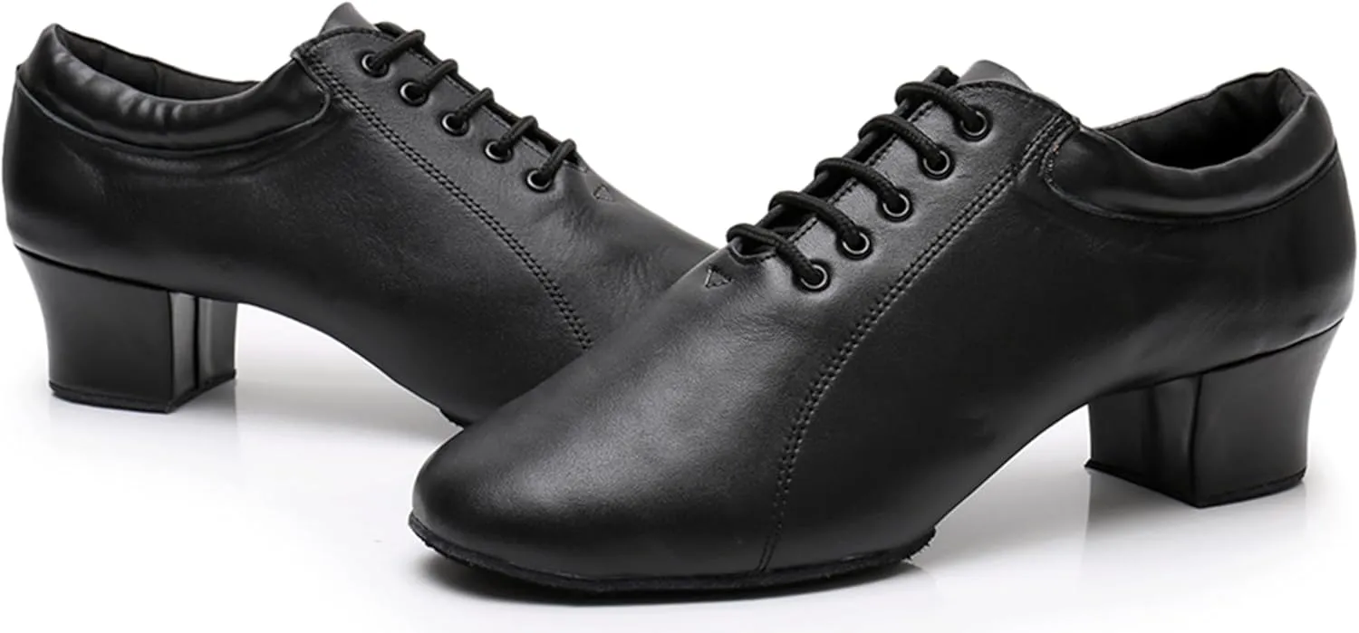 Dance Shoes for Men Ballroom Lace-up Standard Latin Tango Salsa Shoes with Heel X8006