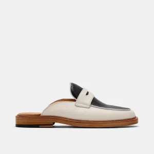 Del Mar White/Black Loafer Mules