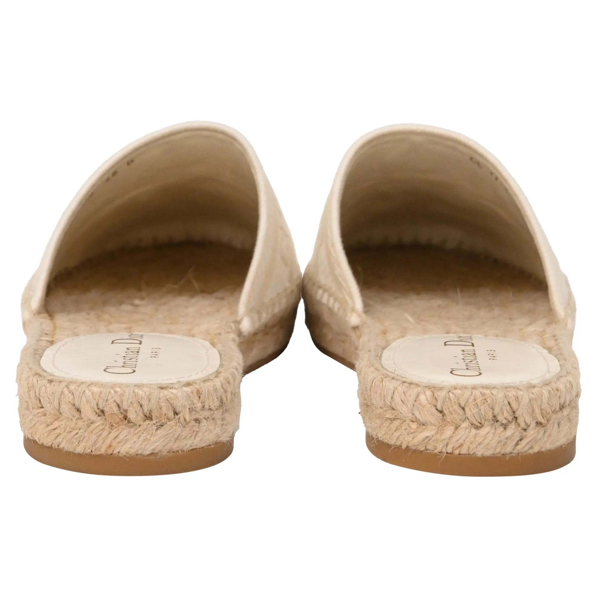 Dior Granville Embroidered Flat Espadrille Mules in White Cotton