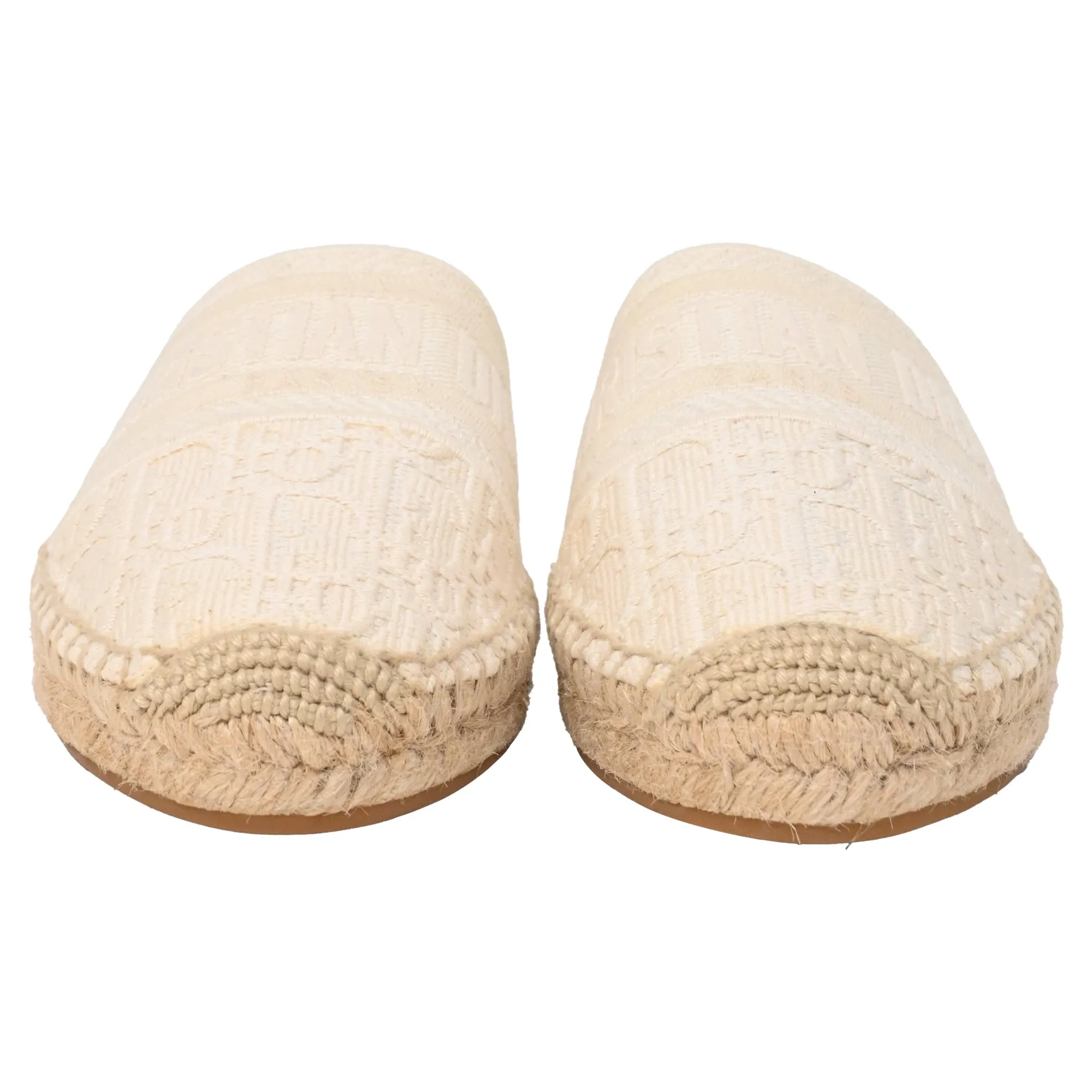 Dior Granville Embroidered Flat Espadrille Mules in White Cotton