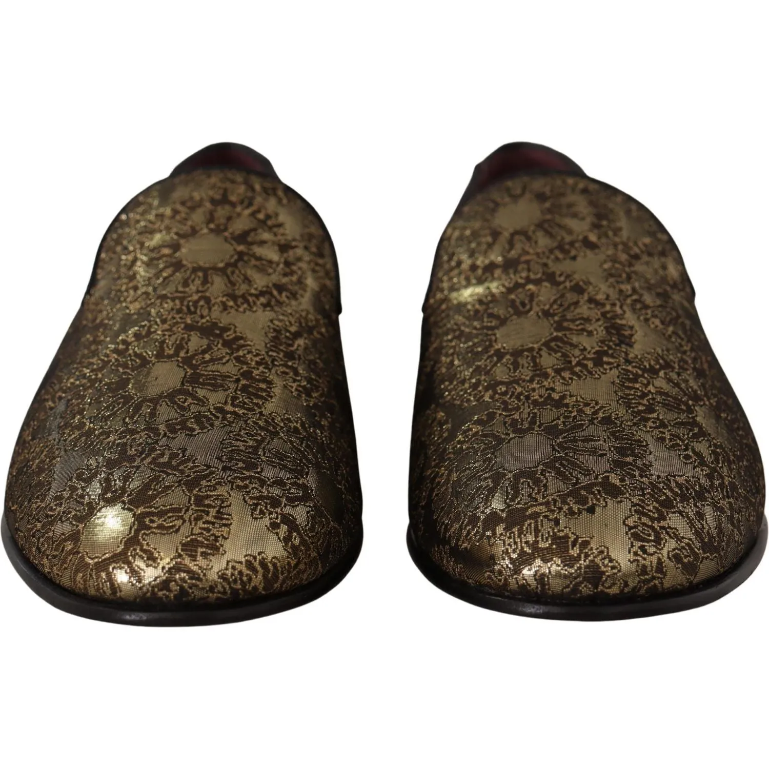 Dolce & Gabbana Gold Tone Loafers Slides Dress Shoes