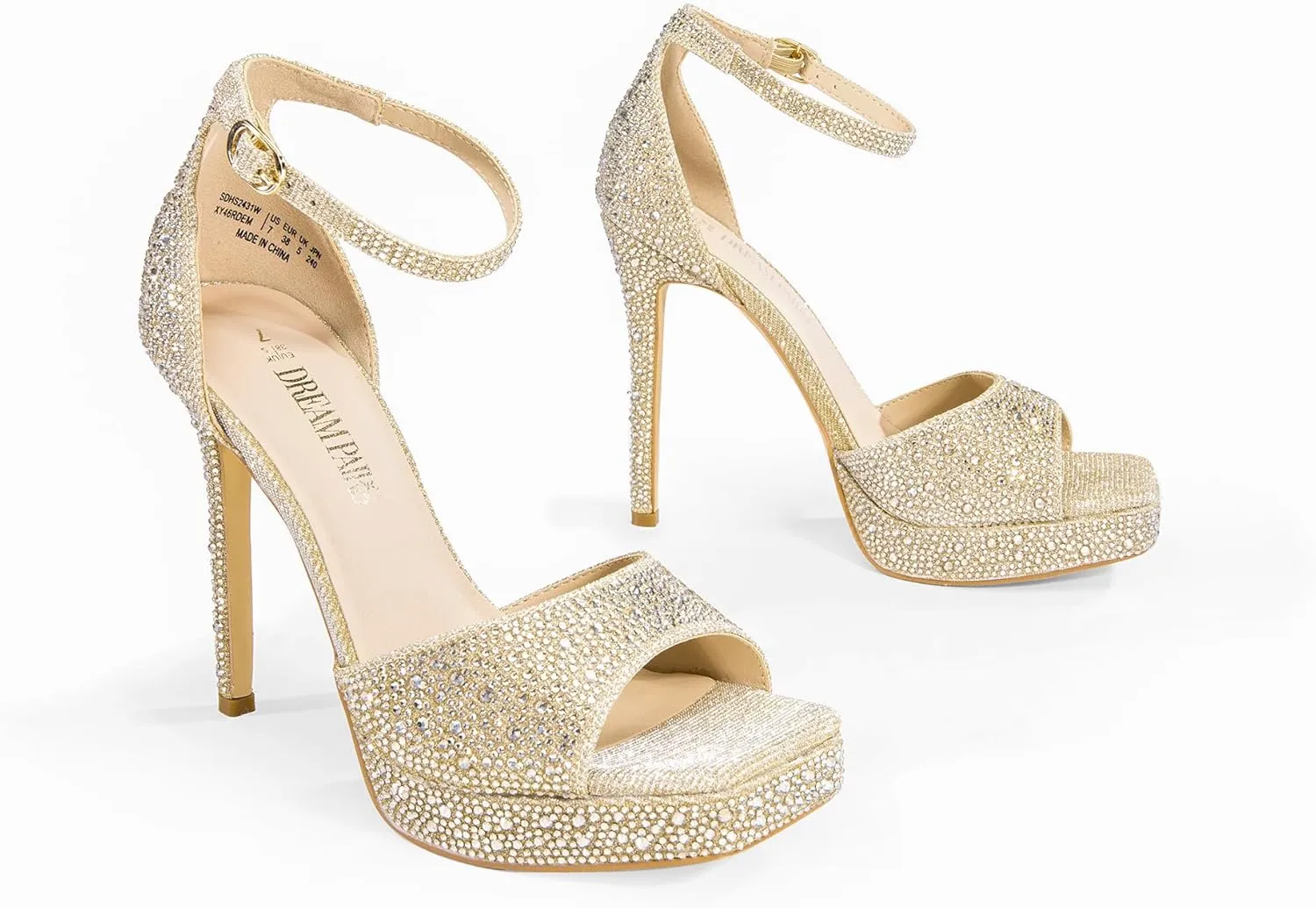 DREAM PAIRS Women's Stiletto High Heels Platform Ankle Strap Square Open Toe Dress Sexy Sandals