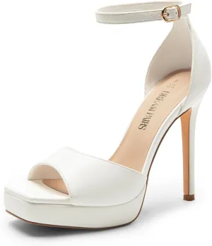 DREAM PAIRS Women's Stiletto High Heels Platform Ankle Strap Square Open Toe Dress Sexy Sandals