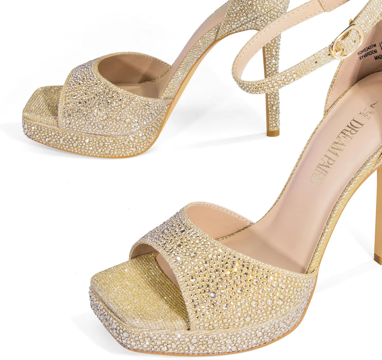 DREAM PAIRS Women's Stiletto High Heels Platform Ankle Strap Square Open Toe Dress Sexy Sandals