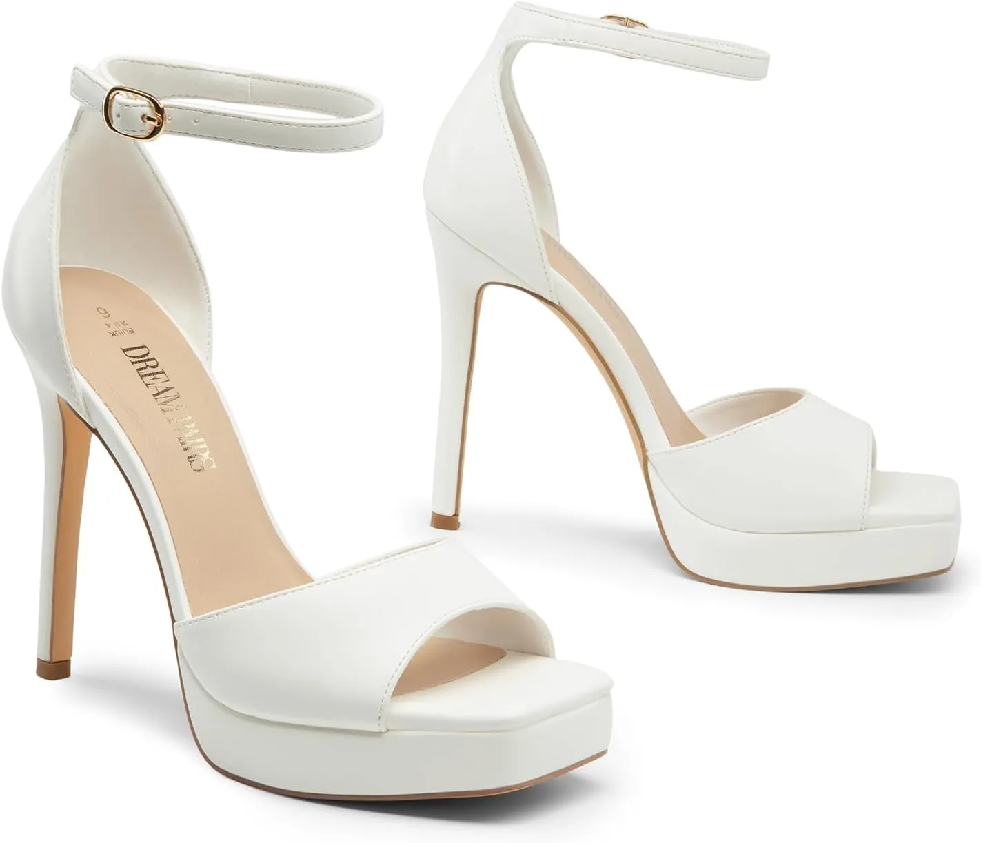 DREAM PAIRS Women's Stiletto High Heels Platform Ankle Strap Square Open Toe Dress Sexy Sandals