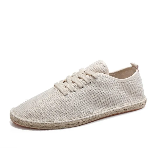 Eco-Friendly Handmade Hemp Lace-Up Men's Sneaker Flat