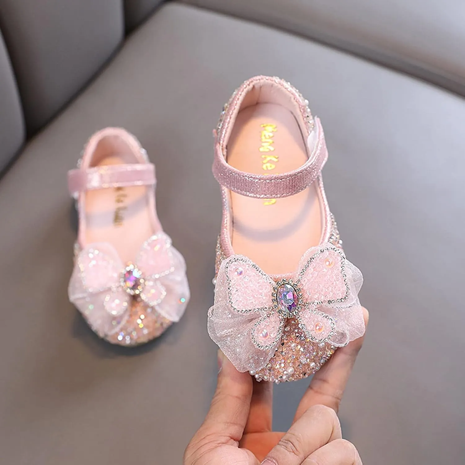 Fashion Autumn Toddler and Girls Casual Shoes Thick Sole Round Toe Buckle Dress Shoes Metallic Running Shoes